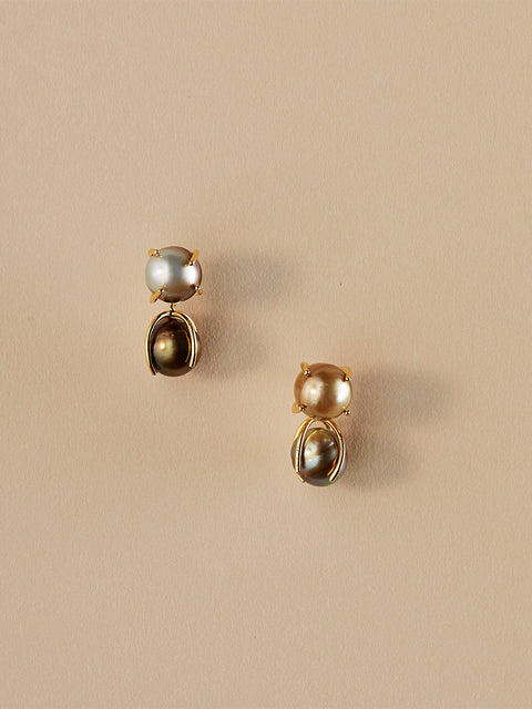 double claw set drop fiji pearl earrings