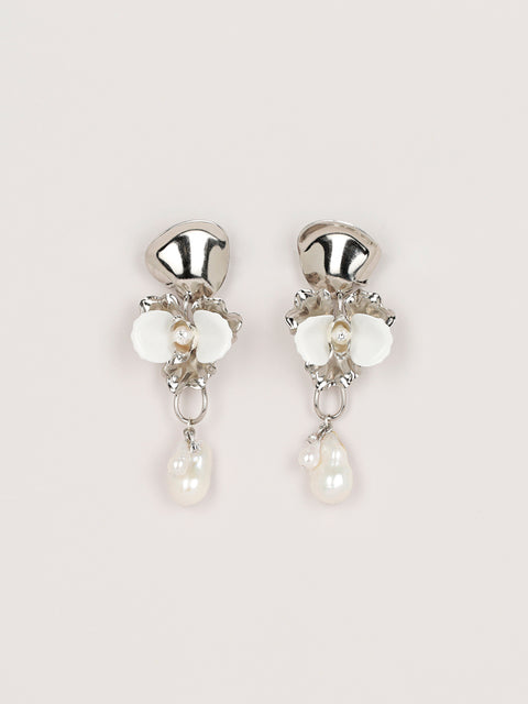 RS.IL.E.039 | FLOR BLANCA AND PEARLS DROP EARRING