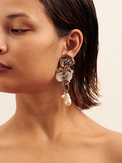 RS.IL.E.039 | FLOR BLANCA AND PEARLS DROP EARRING