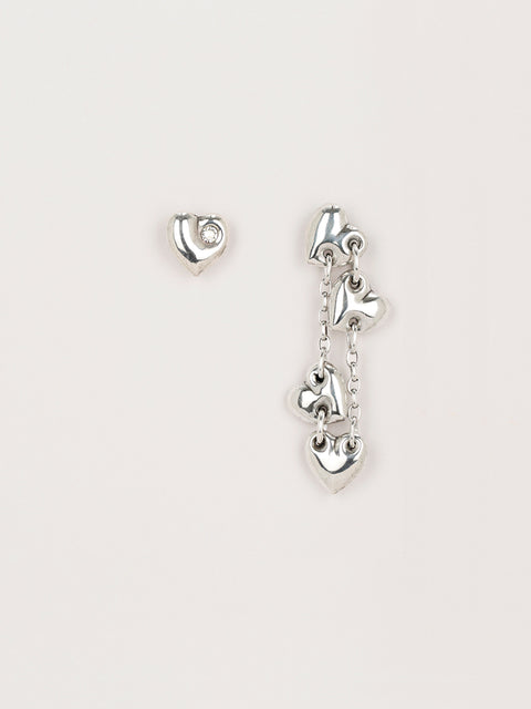 RS.LH.E.007 |  1 HEART + MULTI LINKED HEART EARRING