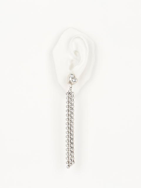 RS.LH.E.011 |  LONG CRYSTAL TASSEL DROP HEART EARRINGS