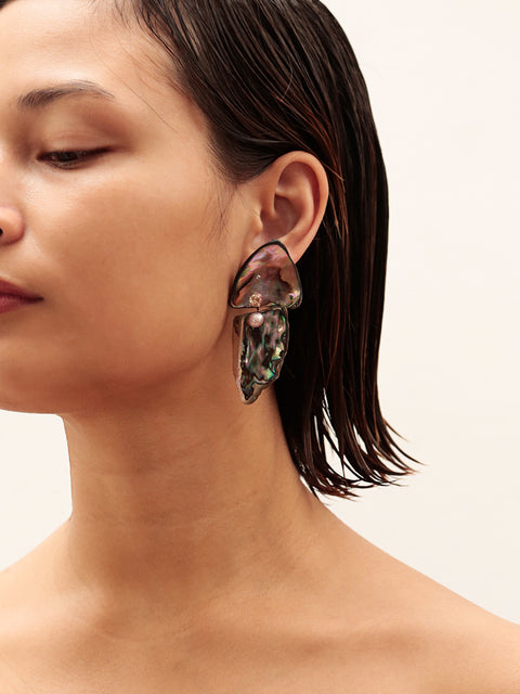 irregular paua shell drop earrings