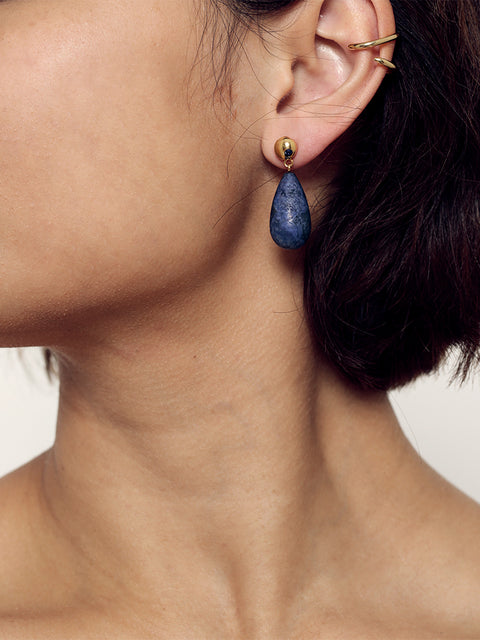 dumortierite tear drop earrings