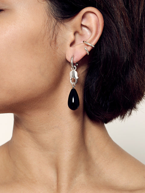 onyx tear drop and oval hoop