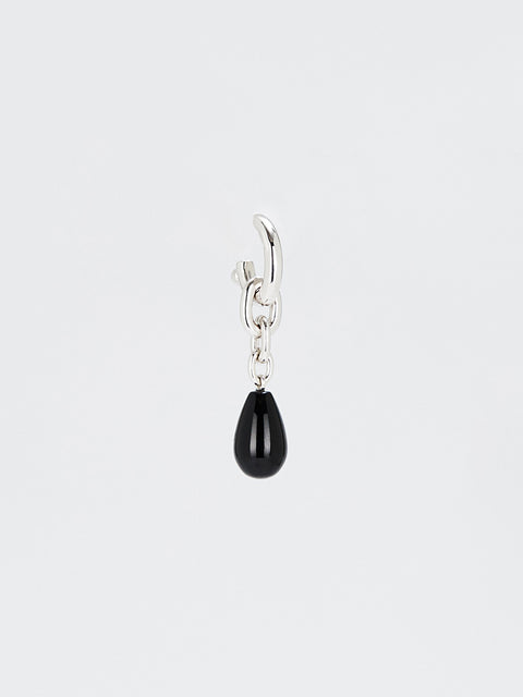 linked onyx tear drop and oval hoop