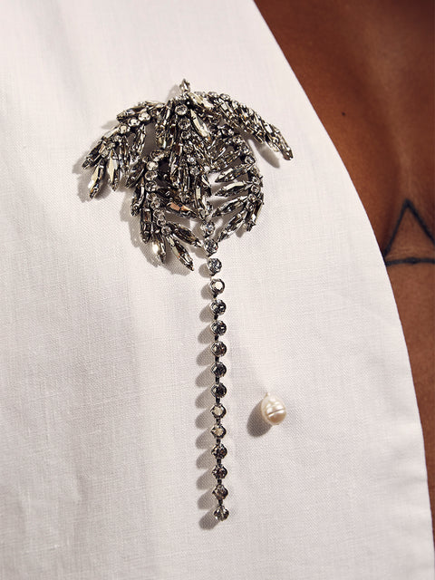 crystal coconut tree brooch