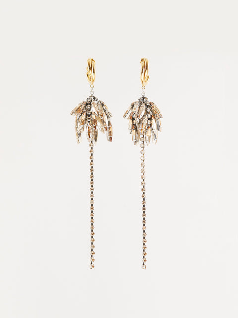 golden crystal coconut tree drop earring