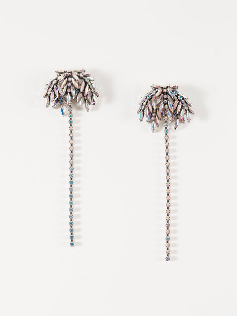 RS.TP.E.009 | IRIDESCENT CRYSTAL COCONUT TREES DROP CLIP EARRING